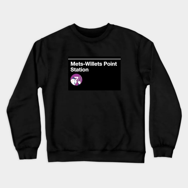 Mets-Willets Point Station - Mr. Met Rides the 7 Crewneck Sweatshirt by Assertive Shirts